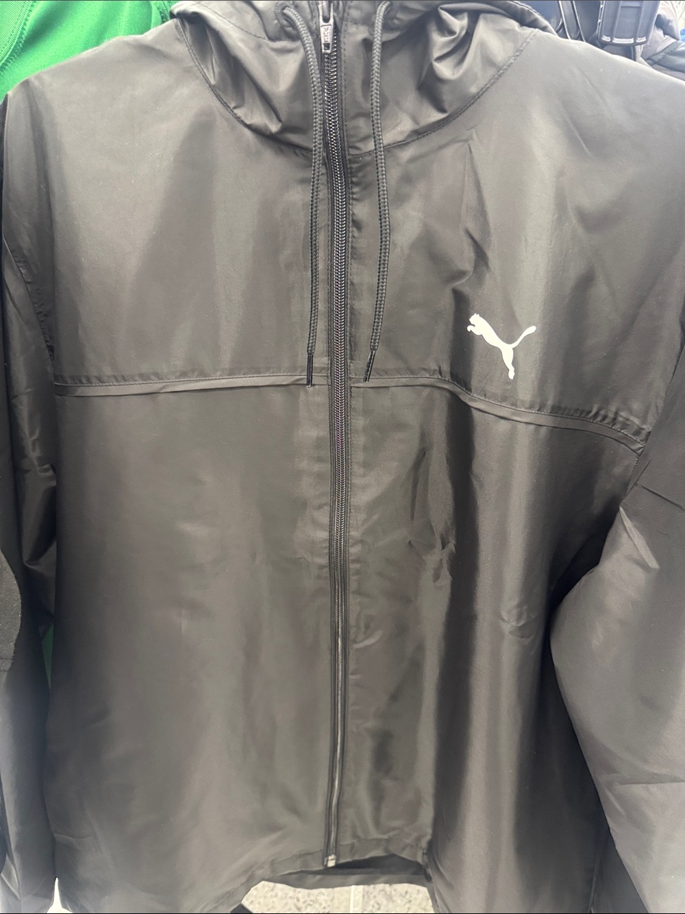 Puma Black Hooded Windbreaker with White Logo